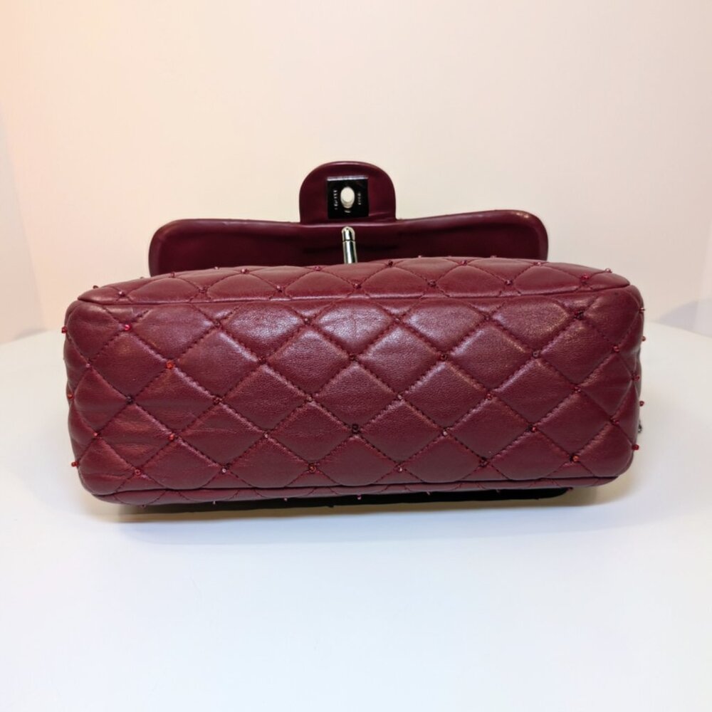 Chanel Burgundy Crystal Embellished Rectangular Classic Mini Flap Bag - Picture 8 of 16